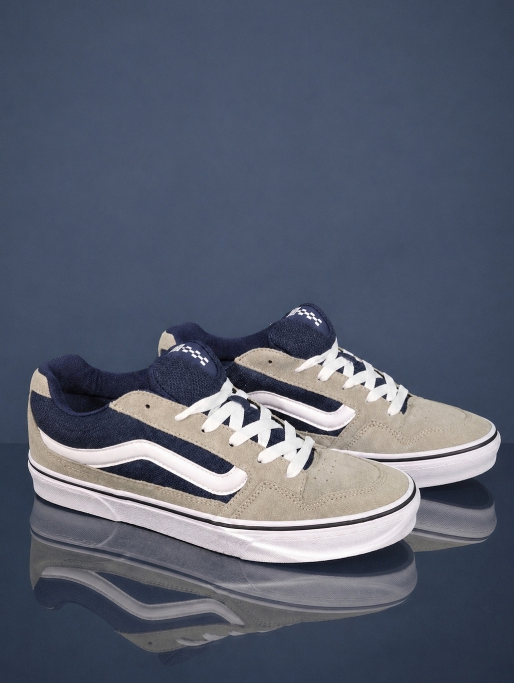 Vans Caldrone Grey Blue Suede Mesh Sneakers Men’s 12 Women’s 13.5 New
